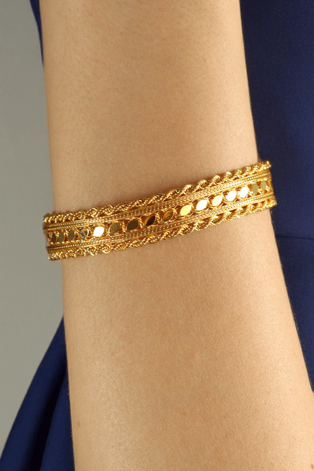 Altın Pullu Halat Bileklik