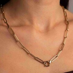 14 Ayar Altın Geniş Ataç Zincir