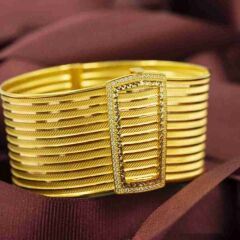 8 Ayar Altın 12 Sıra Kenar Taşlı Kelepçe