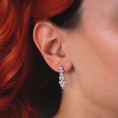 14 Ayar Altın Beyaz Yaprak Motif Set Takımı