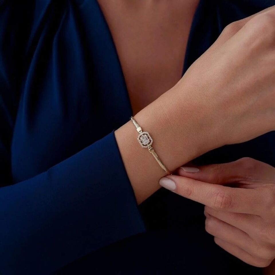 14 Ayar Altın Baget Modeli Balık Sırtı Set Takımı