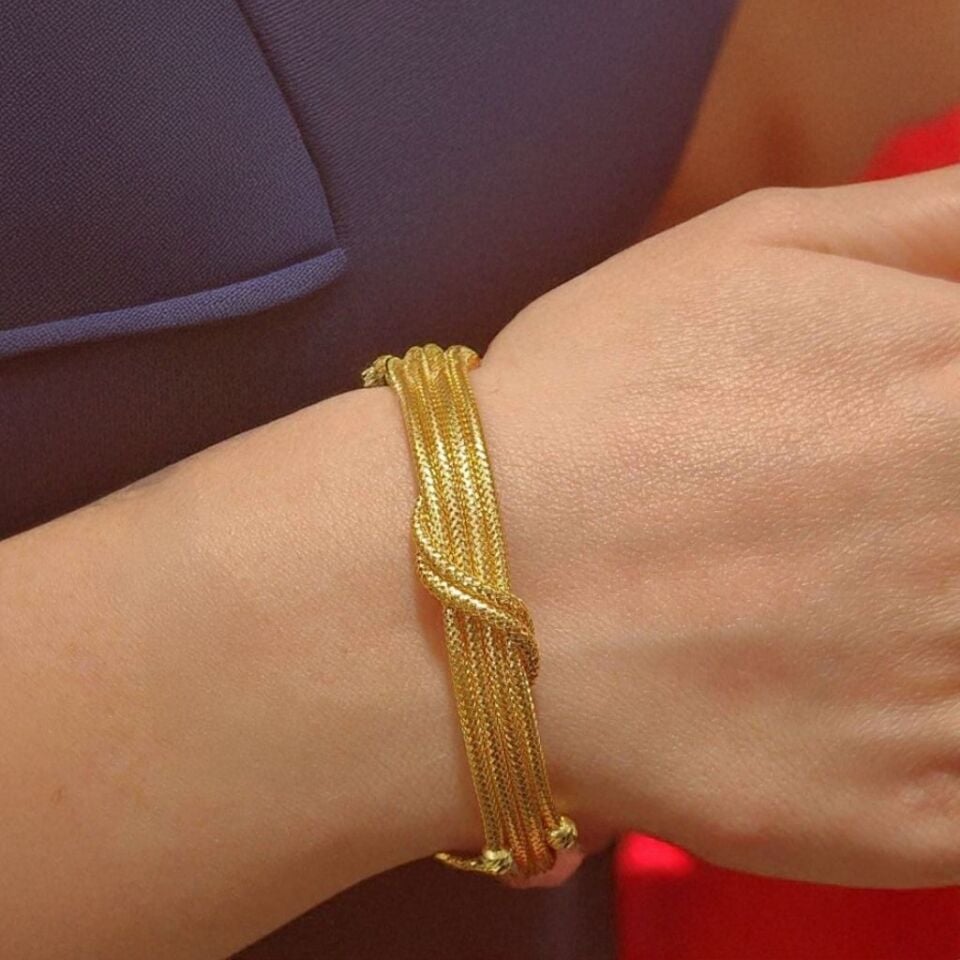 Altın Hasır Mesh Kelze Set Takımı