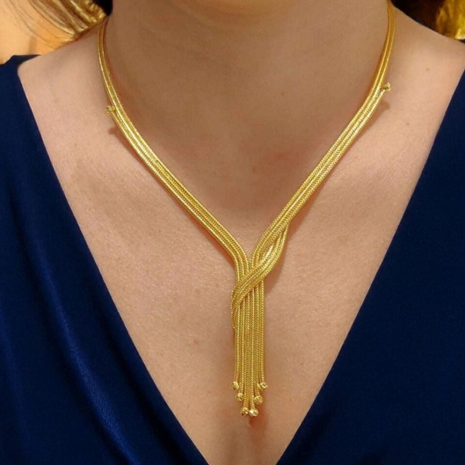 Altın Hasır Mesh Kelze Set Takımı