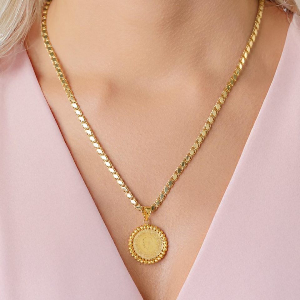 Altın Çeyrekli Kolye