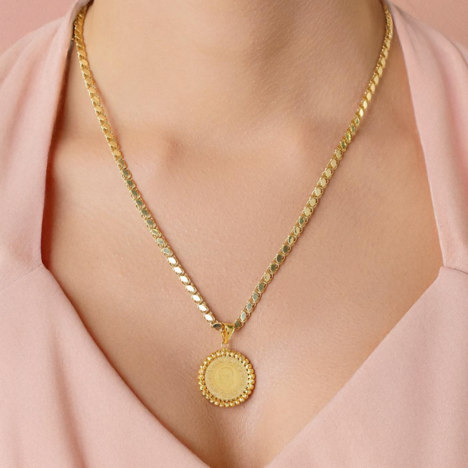 Altın Çeyrekli Kolye