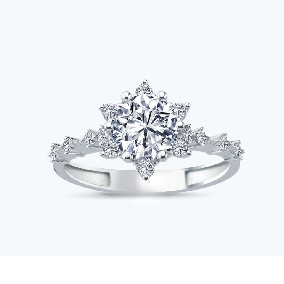 Beyaz Altın Lotus Yüzük