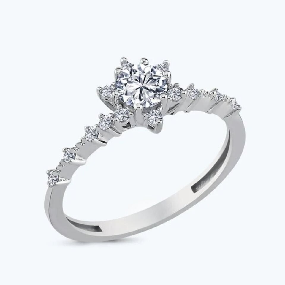 Beyaz Altın Lotus Yüzük