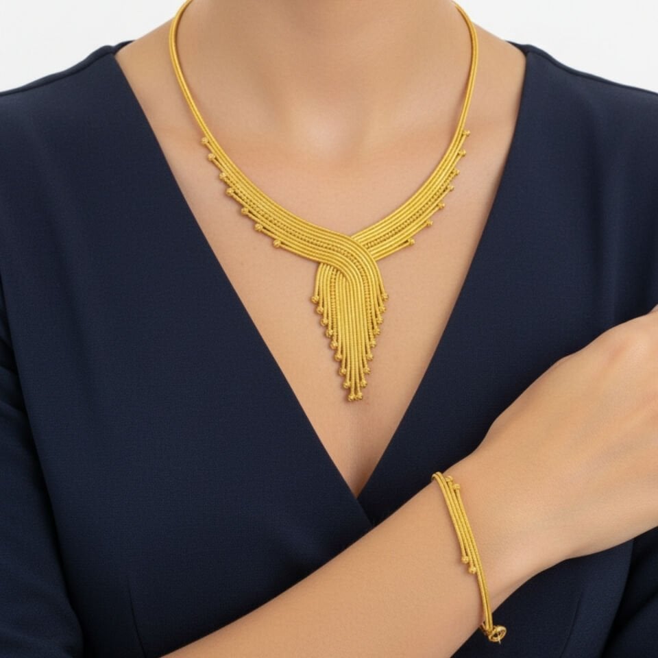Altın Dorika Kalze Mesh Set Takımı