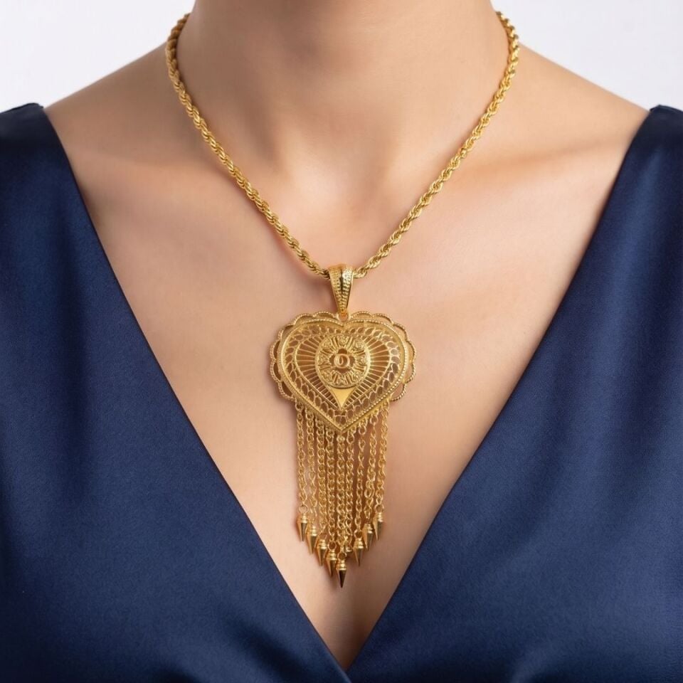 8 Ayar Altın Hint Zincirli Kolye