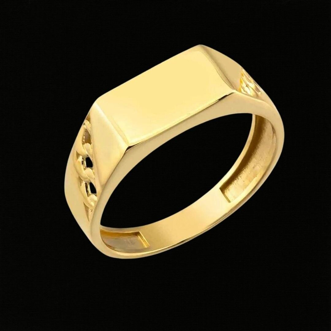 14 Ayar Altın Zincir Sade Erkek Yüzüğü