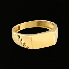 14 Ayar Altın Zincir Sade Erkek Yüzüğü