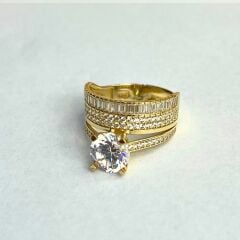 14 Ayar Altın Baget Tamtur Tektaşlı Alyans