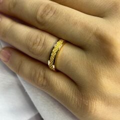 14 AYAR ALTIN ÖRGÜ ŞERİT YÜZÜK